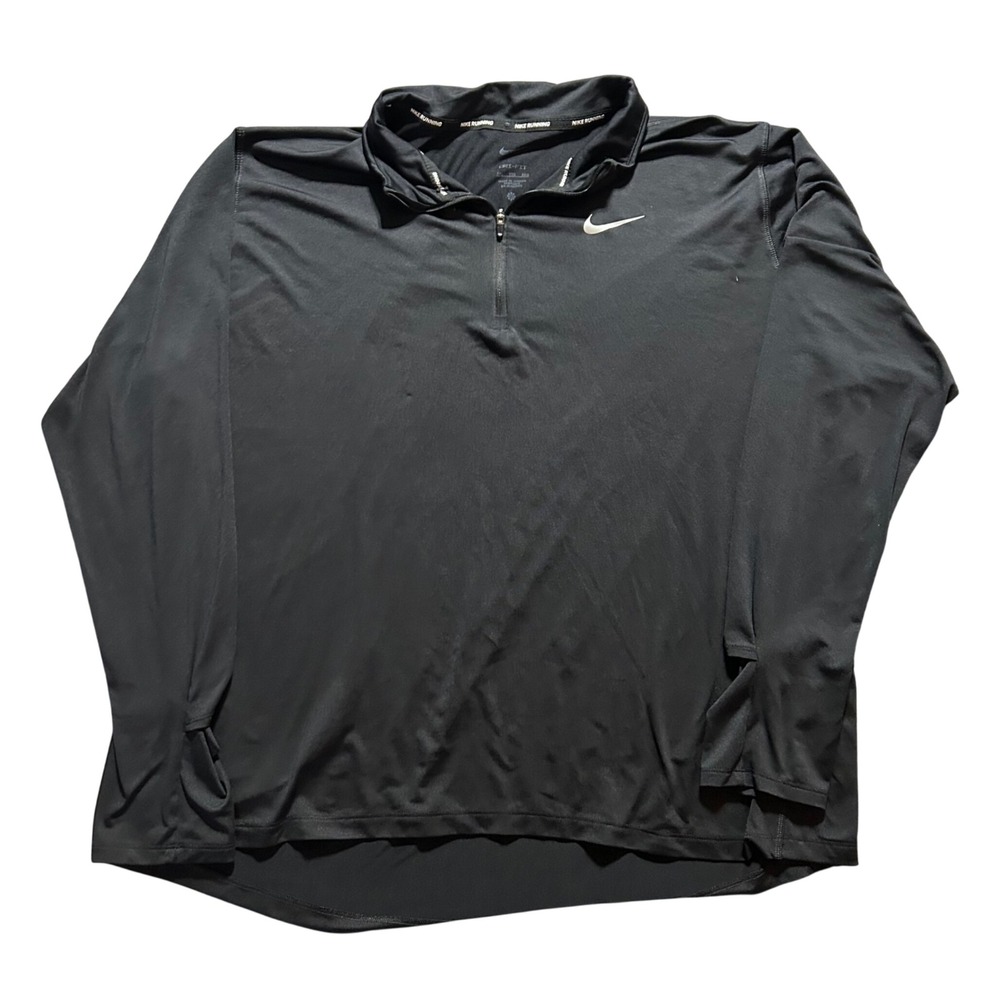 Nike Running Dri-FIT Pullover Mens XXL Black Quarter Zip Thumbholes Gym Training